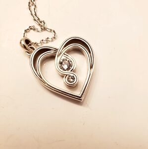 Brighton Silver Heart Pendant Necklace, 18 Inch Chain, Very Good
